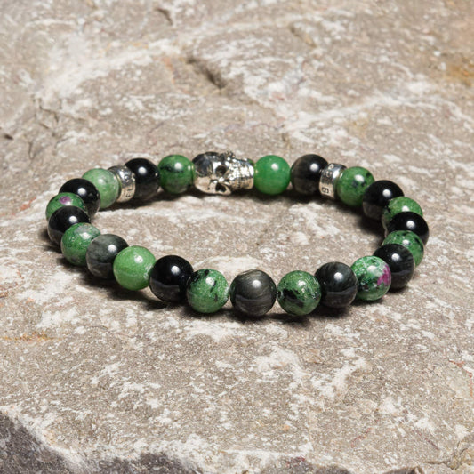 Bracelet Ruby Zoisite/Eagle eye shiny 8 mm