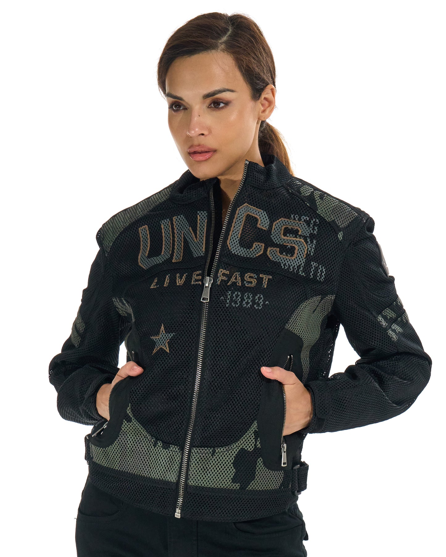 MOTORCYCLE (WITH PRINT) WOMEN'S BLACK Women's jacket BLACK