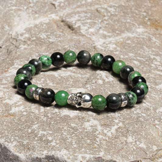 Bracelet Ruby Zoisite/Eagle eye shiny 8 mm