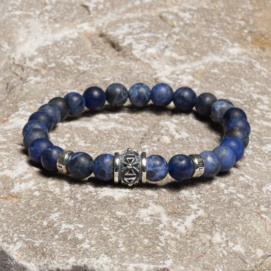 Bracelet matt Sodalite 8 mm Cross