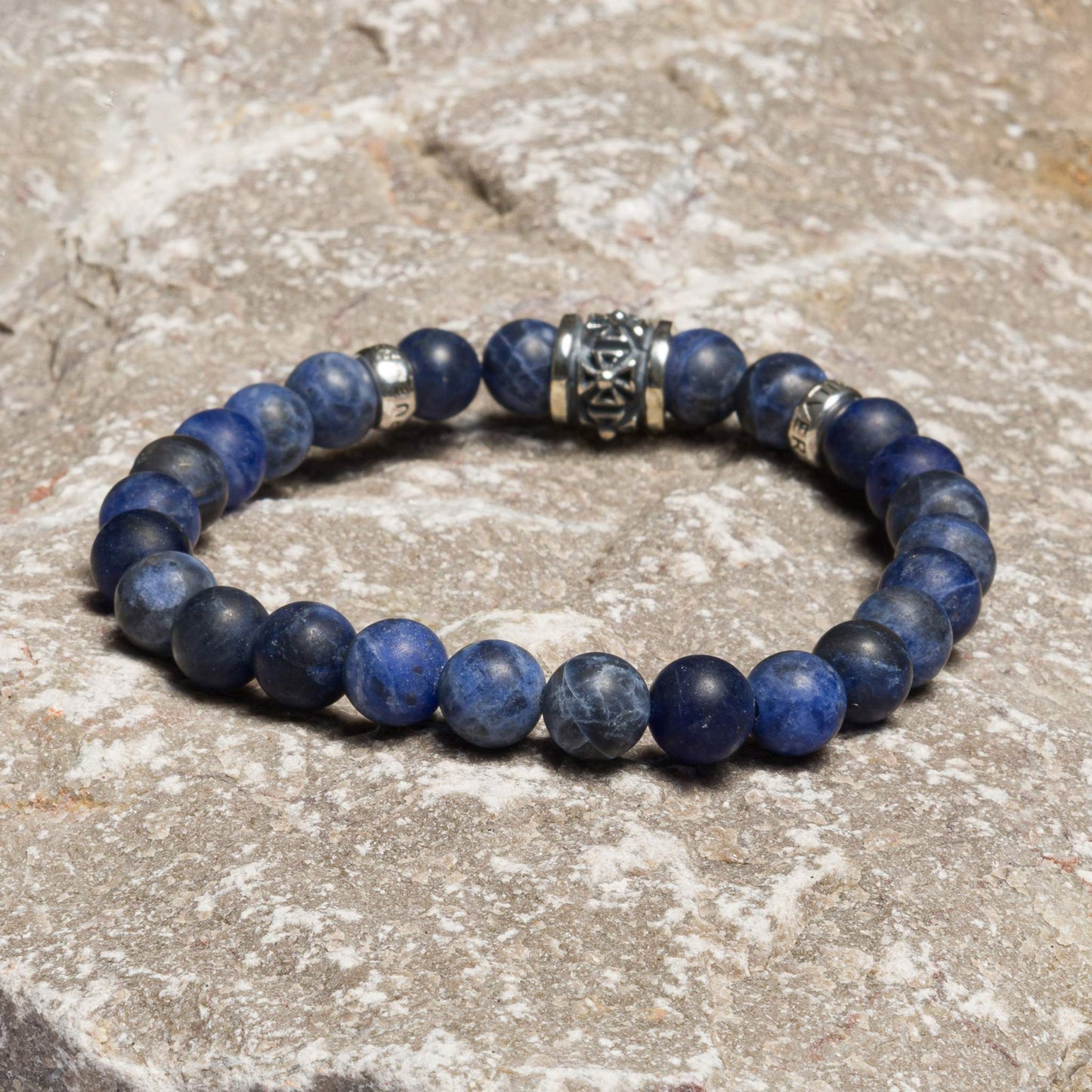 Bracelet matt Sodalite 8 mm Cross