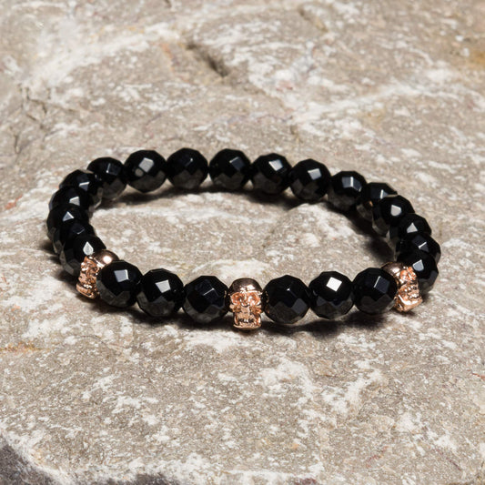 Bracelet Onyx faceted 8 mm