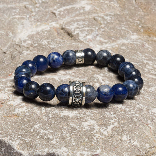 Bracelet Sodalite shiny 10 mm Cross