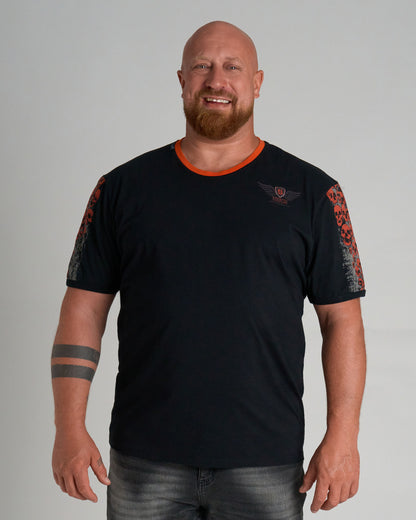 MALLORY IV Men's T-Shirt BLACK/ORANGE