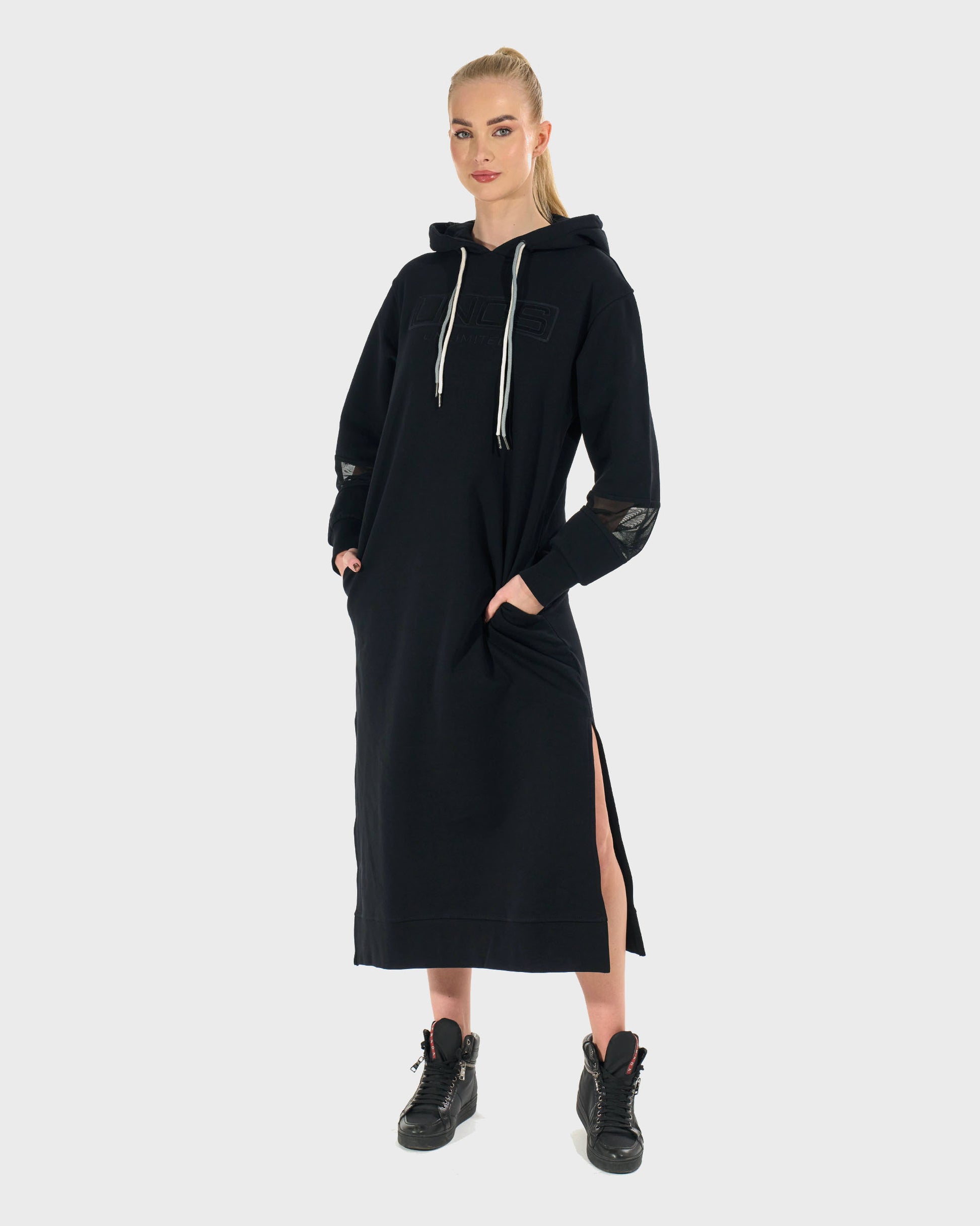 Black Long Hooded Dress | Unlimited Clothing Style UNCS USA Black Long Hooded Dress | Unlimited Clothing Style UNCS USA