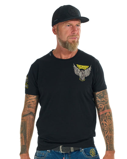 TWO WHEELS II Men's T-Shirt BLACK/YELLOW