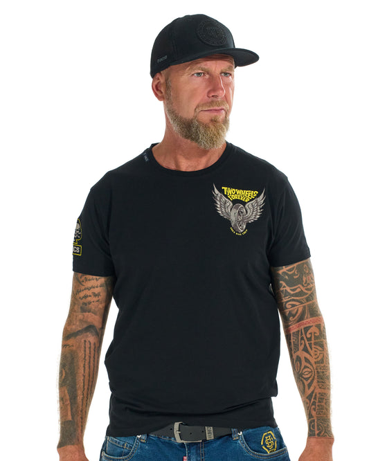 TWO WHEELS II Men's T-Shirt BLACK/YELLOW