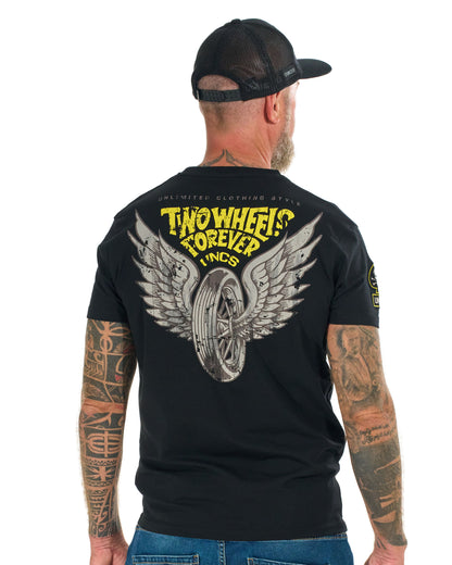 TWO WHEELS II Men's T-Shirt BLACK/YELLOW