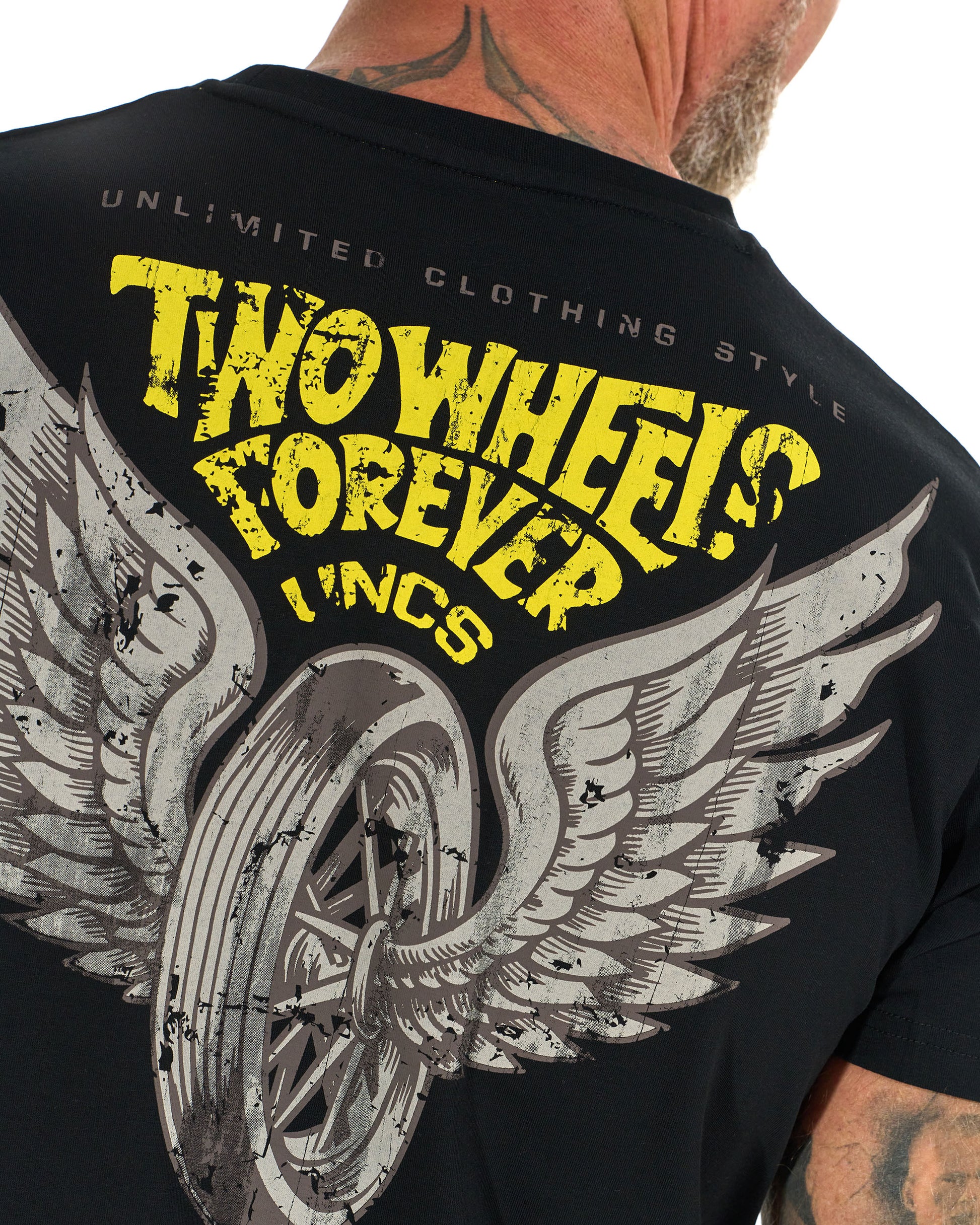 TWO WHEELS II Men's T-Shirt BLACK/YELLOW