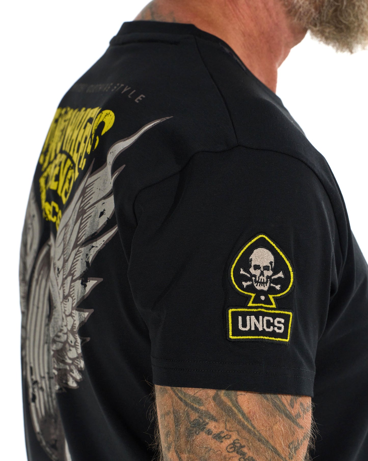 TWO WHEELS II Men's T-Shirt BLACK/YELLOW