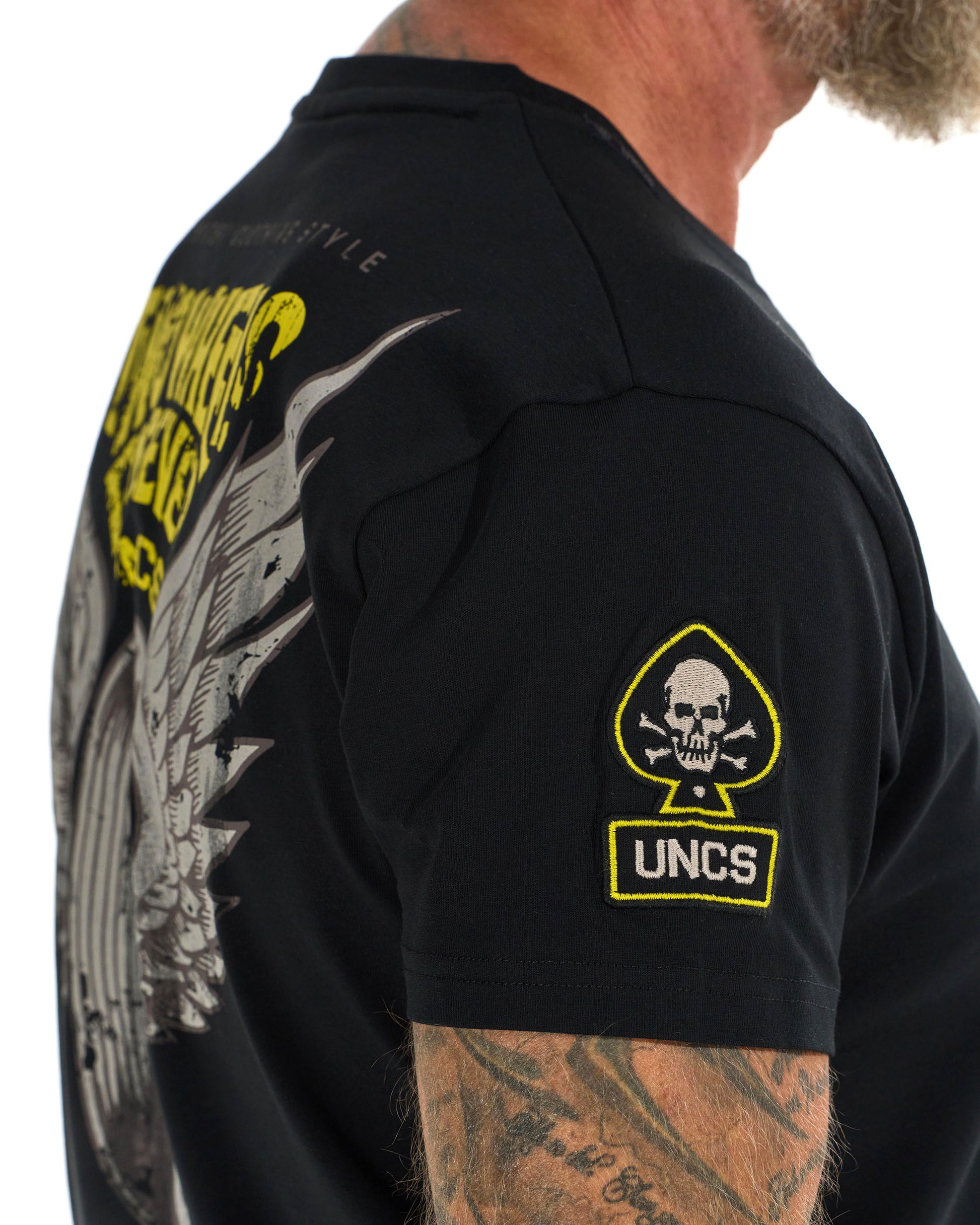 TWO WHEELS II Men's T-Shirt BLACK/YELLOW