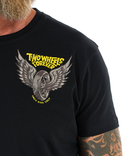TWO WHEELS II Men's T-Shirt BLACK/YELLOW