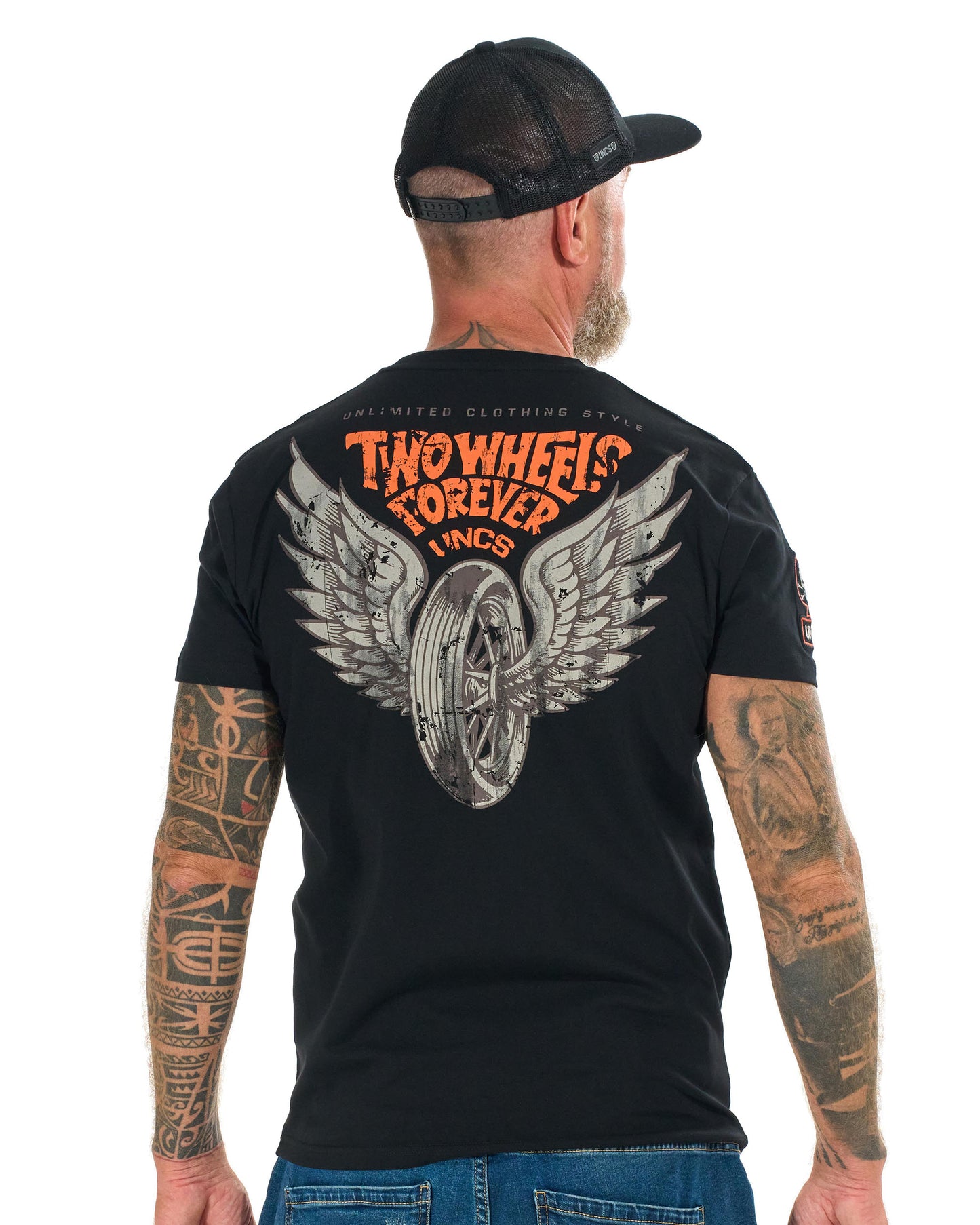 TWO WHEELS II Men's T-Shirt BLACK/ORANGE