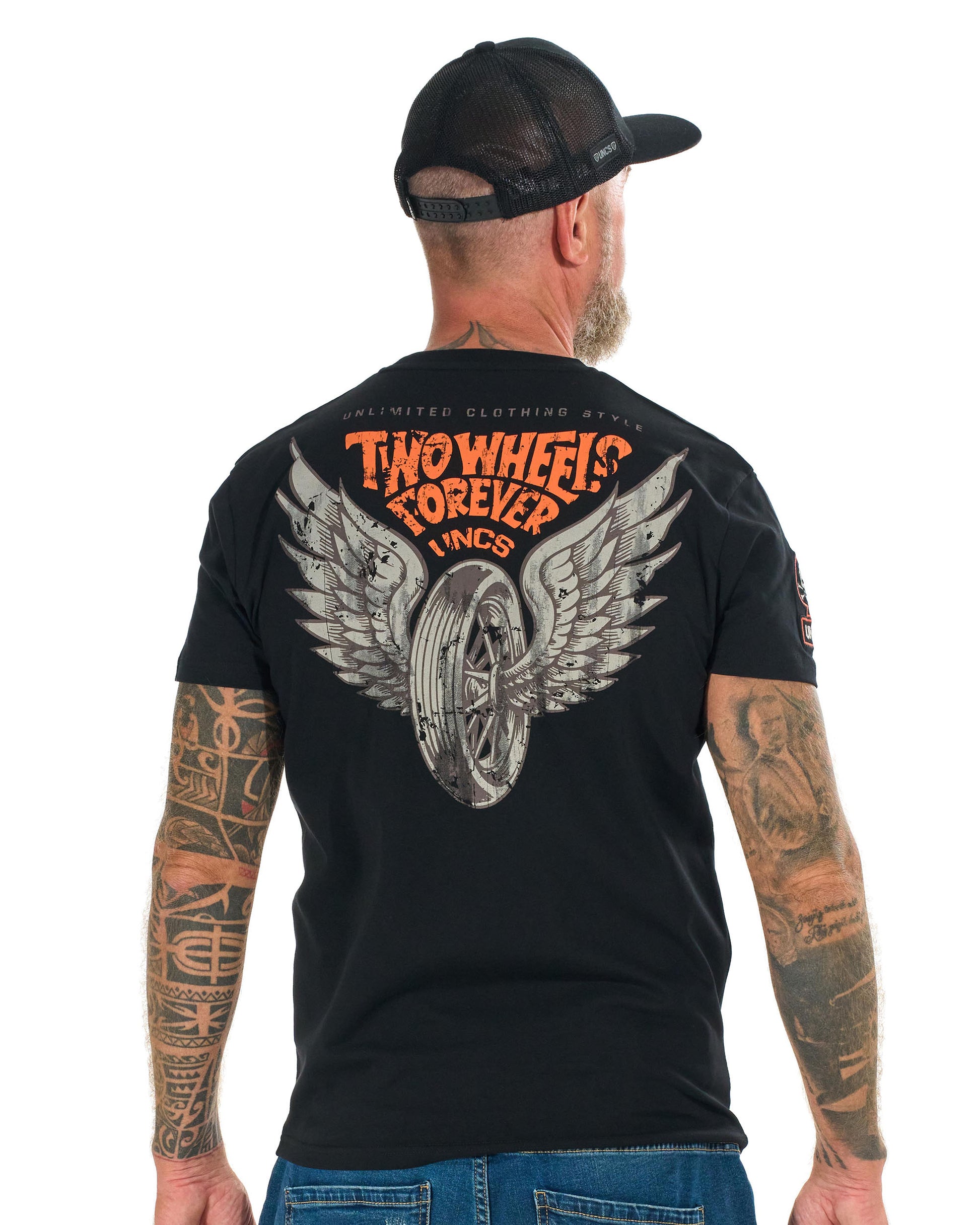 TWO WHEELS II Men's T-Shirt BLACK/ORANGE
