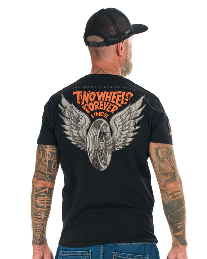 TWO WHEELS II Men's T-Shirt BLACK/ORANGE