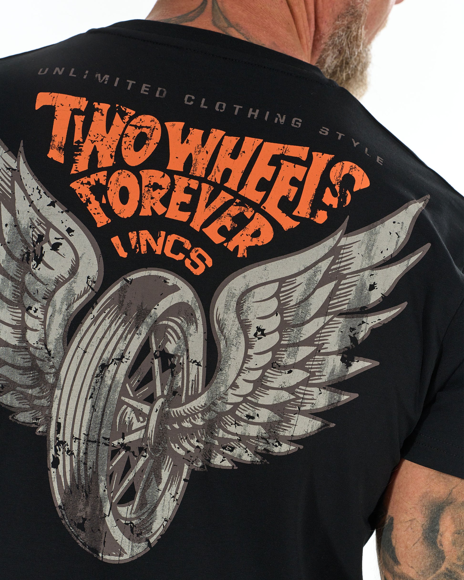 TWO WHEELS II Men's T-Shirt BLACK/ORANGE