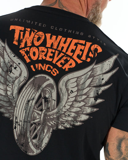 TWO WHEELS II Men's T-Shirt BLACK/ORANGE