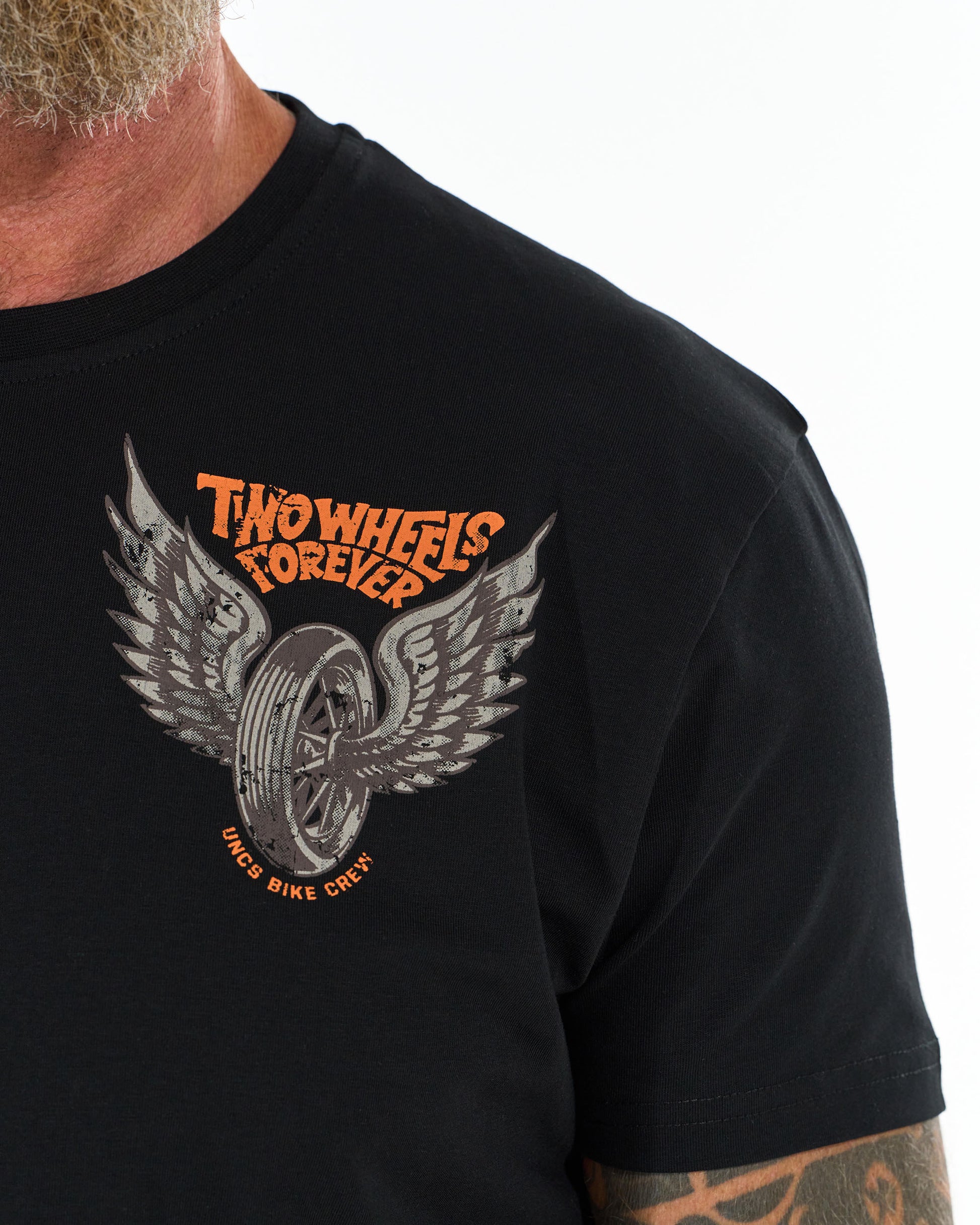 TWO WHEELS II Men's T-Shirt BLACK/ORANGE