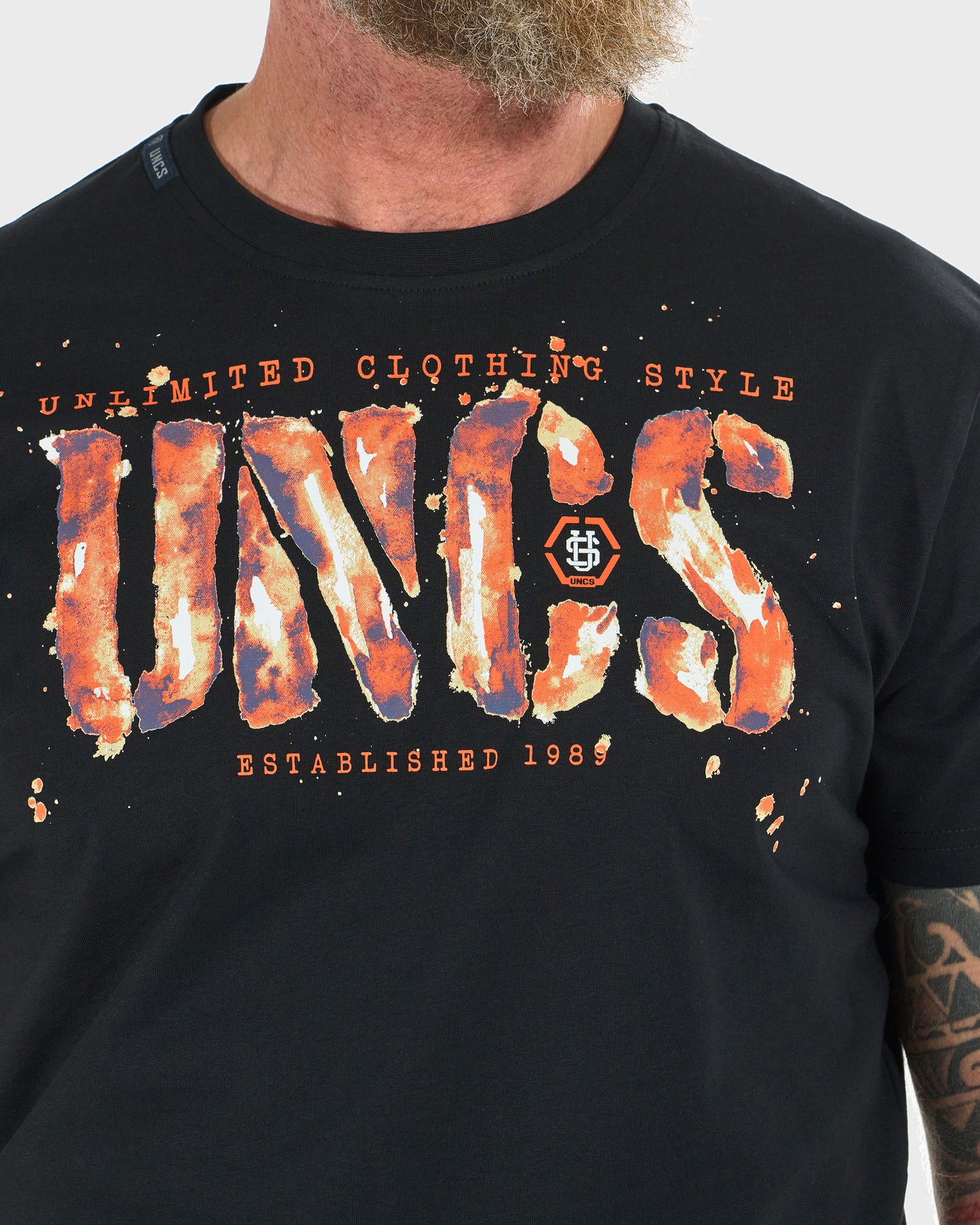 RODNEY III Men's T-Shirt BLACK/ORANGE