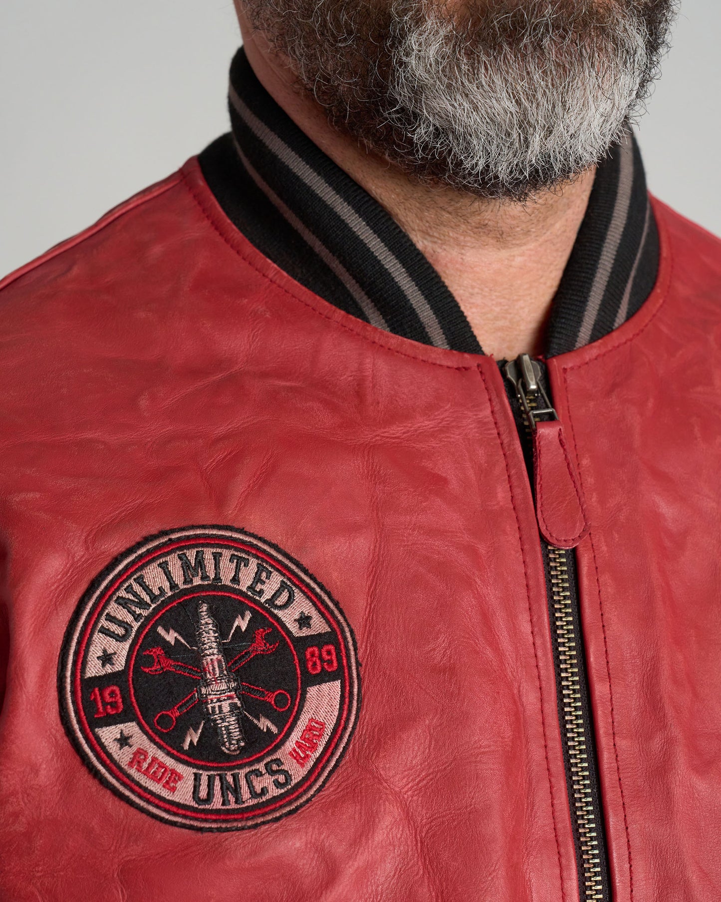 BIKER Men's Leather Jacket RED