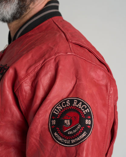 BIKER Men's Leather Jacket RED