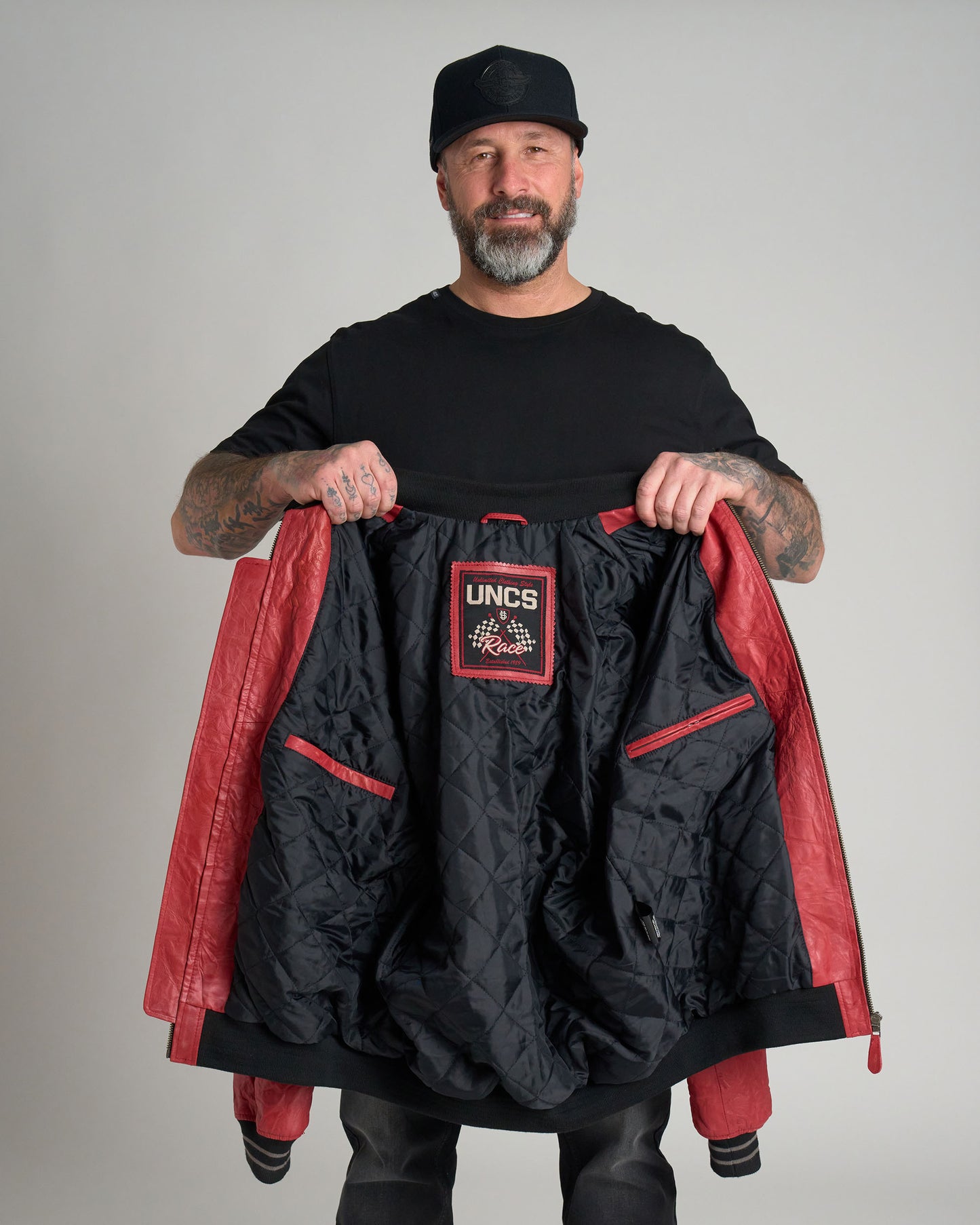 BIKER Men's Leather Jacket RED