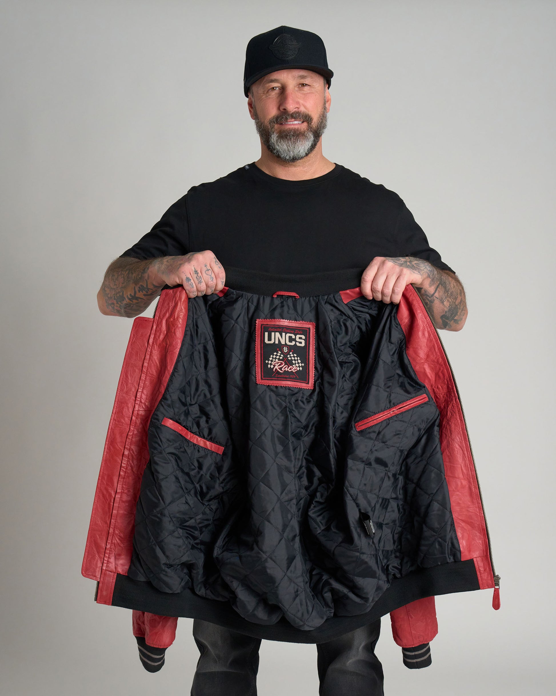 BIKER Men's Leather Jacket RED