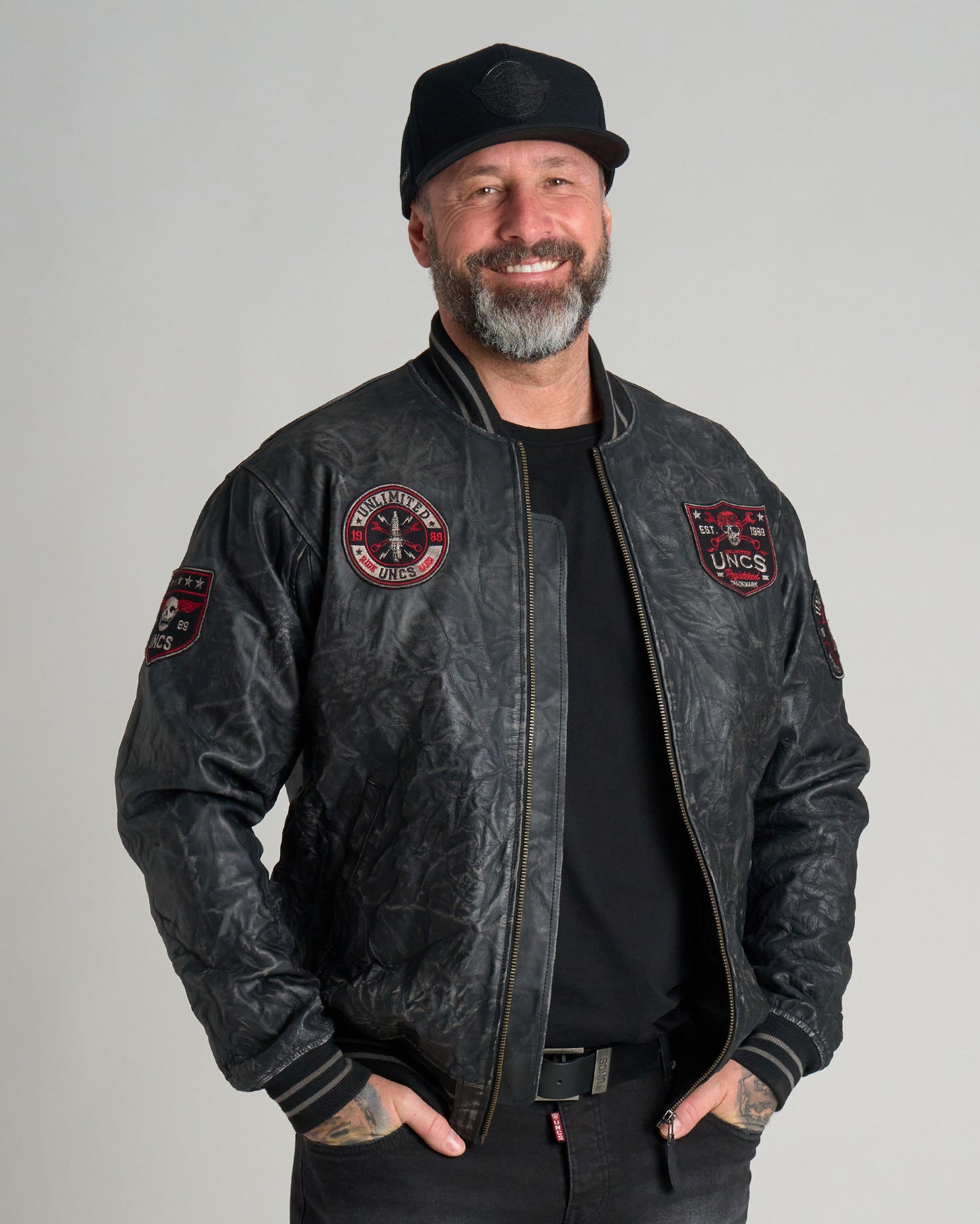 BIKER Men's Leather Jacket BLACK