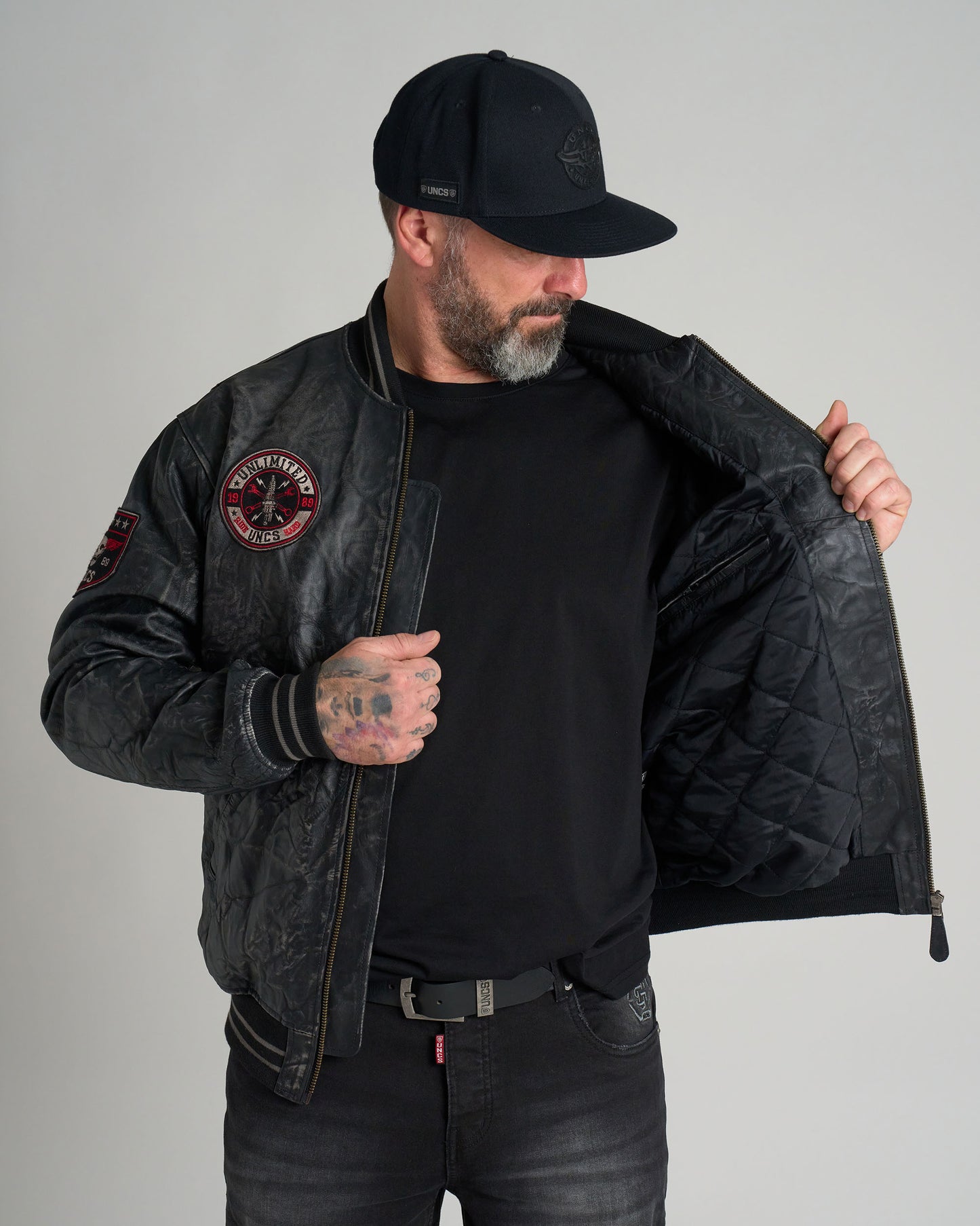 BIKER Men's Leather Jacket BLACK