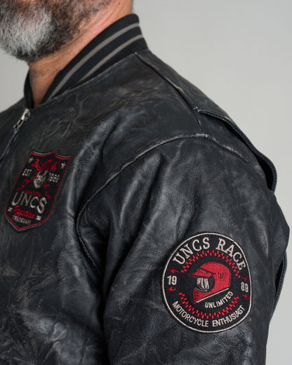BIKER Men's Leather Jacket BLACK