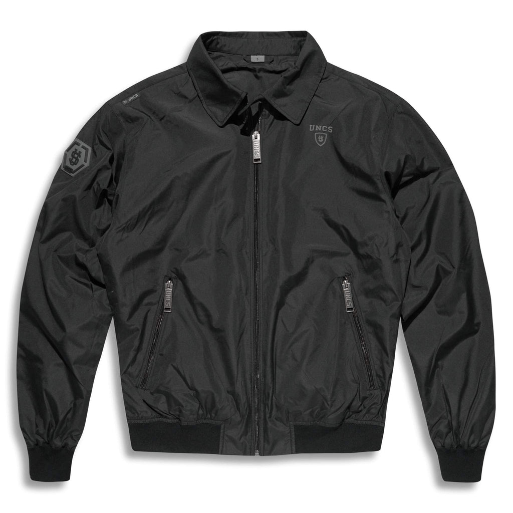 Black lightweight windproof jacket