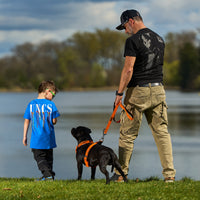 Man with son and dog in UNCs