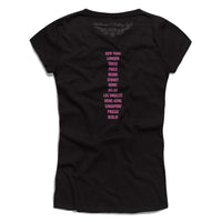 Black T-shirt with Pink Printed Fashion Cities