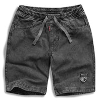 Men Dark Grey Washed Etamine Structured Shorts
