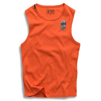 Mens orange Sleeveless top with hipster print
