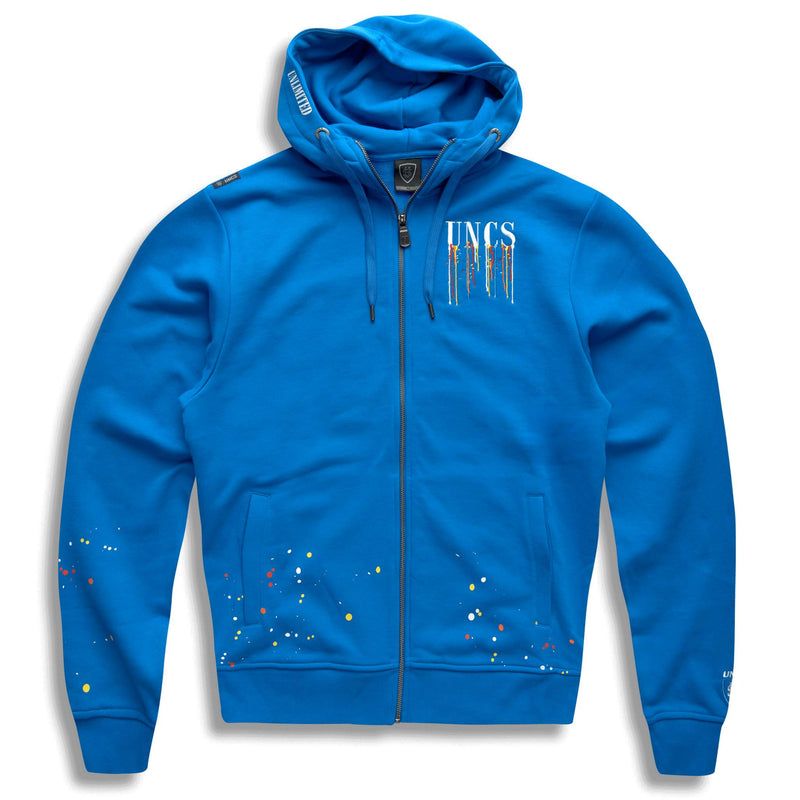 Blue Zip Up Hooded Sweatshirt for Men