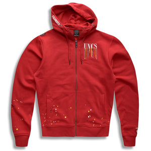 Red Zip Up Hooded Sweatshirt for Men