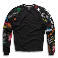 Black Men's T-shirt with long sleeves and graffiti design