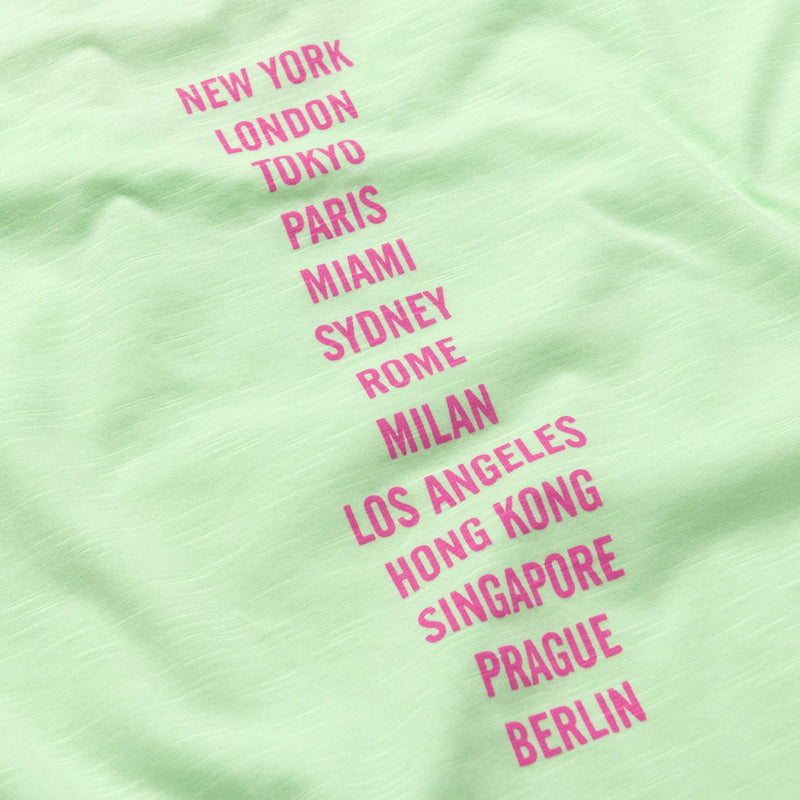 Green T-shirt with World Fashion Cities